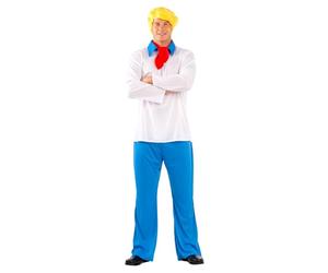 Funidelia Official Fred Costume - Scooby Doo for Men, Includes Shirt, Pants, Scarf and Wig - Outfit for Adults for Parties, Carnival and Halloween - One Size White