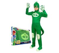 Funidelia Official Gekko PJ Masks Deluxe Costume for Boys, Includes Jumpsuit with Tail, Mask and Gloves - Outfit for Kids for Parties, Carnival and Halloween - Size 5-6 Years