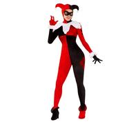 Funidelia Official Harley Quinn Costume - DC Comics for Women, Includes boot covers, ruff, mask, gloves, wristbands and hat, Costume for adults for parties, Carnival and Halloween - Size S