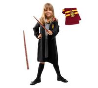 Funidelia Official Hermione Granger Costume for Girls with cape, dress, scarf and wand, Gryffindor Tunic for Children Hogwarts, Carnival, Halloween and Party Costumes - Size 3-4 years