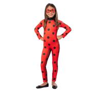 Funidelia Official Ladybug Costume for Girls with jumpsuit and mask, Miraculous Outfit for Children, Carnival, Halloween and Party Costumes - Size 7-9 years
