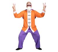 Funidelia Official Maestro Roshi Costume - Dragon Ball for Men, Pants, Jacket, Backpack, Mustache with Beard, Glasses and Bald Cap - Outfit for Adults for Parties, Carnival and Halloween - Size L