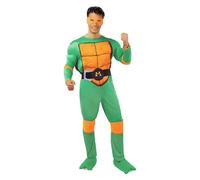 Funidelia Official Michelangelo Teenage Mutant Ninja Turtles Costume for Men with muscle jumpsuit, shell and mask, Ninja Outfit for Adult, Carnival, Halloween and Party Costumes - Size M