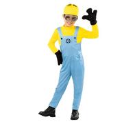 Funidelia Official Minions Dave Costume for Boys and Girls with jumpsuit, hat and glasses, Cartoon Outfit for Children, Carnival, Halloween and Party Costumes - Size 3-4 years