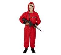 Funidelia Official Money Heist Costume with Rifle for Men and Women, Includes Jumpsuit and Mask, Thief - Outfit for Adults for Parties, Carnival and Halloween - Size S-M