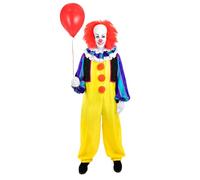 Funidelia Official Pennywise Costume - IT for Men, Includes jumpsuit, ruff, vest and gloves, Size S - Costume for adults for parties, Carnival and Halloween