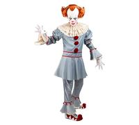 Funidelia Official Pennywise IT Chapter Two Costume for Men with shirt, pants, collar and decorative pompoms, IT Outfit for Adult, Carnival, Halloween and Party Costumes - Size L