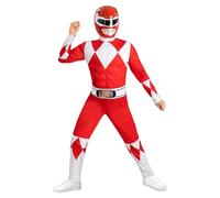 Funidelia Official Red Power Ranger Costume for Boys, Includes Jumpsuit, Belt and Half Mask, Superheroes - Outfit for Kids for Parties, Carnival and Halloween - Size 5-6 Years