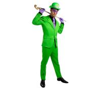 Funidelia Official Riddler Costume for Men, Jacket, Pants, Gloves, Tie, Hat and Mask, Superheroes, DC Comics - Outfit for Adults for Parties, Carnival and Halloween - Size M Green