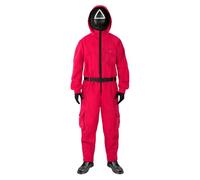 Funidelia Official Squid Game Netflix Costume for Men and Women with triangle mask, Squid Game Jumpsuit for Adult, Carnival, Halloween and Party Costumes - Size XXL