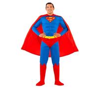 Funidelia Official Superman Costume for Men, Includes Jumpsuit, Cape, Belt and Boot Covers, Superheroes - Outfit for Adults for Parties, Carnival and Halloween - Size XXL