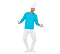 Funidelia Official The Smurfs Costume for Men, Includes Top, Pants with Boot Covers, Tail and Hat, Size 3XL - Costume for Adults for Parties, Carnival and Halloween