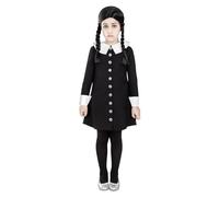 Funidelia Official Wednesday Addams Costume - The Addams Family for Girls, Includes Dress - Outfit for Kids for Parties, Carnival and Halloween - Size 7-9 years