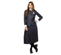 Funidelia Official Wednesday Addams Uniform Costume for Women, Includes Jacket with Sweater, Tie with Attached Collar and Skirt - Outfit for Adults for Parties, Carnival and Halloween - Size XXL