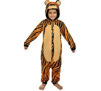 Funidelia | Onesie Tiger Costume for boys and girls Animals, Desert, Jungle - Costumes for kids, accessory fancy dress & props for Halloween, carnival & parties - Size 5-6 years - Orange
