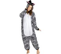 Funidelia | Onesie Zebra Costume for men and women Animals - Costumes for adults, accessory fancy dress & props for Halloween, carnival & parties - Size L-XL - White