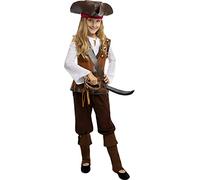 Funidelia | Pirate Costumes - Caribbean Collection for girl Corsair, Buccaneer - Costumes for kids, accessory fancy dress & props for Halloween, carnival & parties - Size 5-6 years - Brown