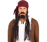 Funidelia | Pirate Moustache and Goatee for man Corsair, Buccaneer - Accessories for adults, costume accessories - Black