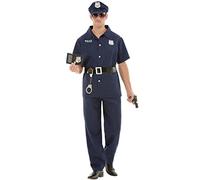 Funidelia | Police costume for man Police officer, Agent, FBI, Professions - Costumes for adults, accessory fancy dress & props for Halloween, carnival & parties - Size XL - Blue