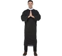 Funidelia | Priest Costume for man Priest, Monk, Pope, Professions - Costumes for adults, accessory fancy dress & props for Halloween, carnival & parties - Size L - Black