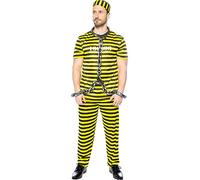 Funidelia Prisoner Costume for man Thief Robber Burglar Professions - Costume for adults accessory fancy dress & props for Halloween carnival & parties - Size 4XL - Yellow