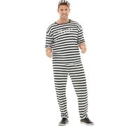 Funidelia | Prisoner Costume for Man Thief, Robber, Burglar, Professions - Costumes for Adults, Accessory Fancy Dress & Props for Halloween, Carnival & Parties - Size M - Black
