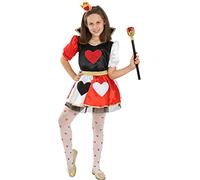 Funidelia | Queen of Hearts Costume for girl Alice In Wonderland - Costume for kids accessory fancy dress & props for Halloween, carnival & parties - Size 7-9 years - Red