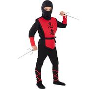 Funidelia | Red Ninja Costume s for boy Ninja, Japan - Costume for kids accessory fancy dress & props for Halloween, carnival & parties - Size 5-6 years - Red