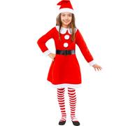 Funidelia | Santa Claus Costume with Stockingss for girl Miss Santa, Christmas, Mrs.Claus - Costume for kids accessory fancy dress & props for Halloween, carnival & parties - Size 10-12 years