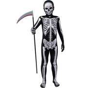 Funidelia | Second skin skeleton costume for boys and girls Skeleton, Skull, Grim Reaper, Horror - Costume for kids accessory fancy dress & props for Halloween, carnival & parties - Size 5-6 years