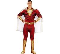 Funidelia | Shazam costume OFFICIAL for man Superheroes, DC Comics - Costumes for adults, accessory fancy dress & props for Halloween, carnival & parties - Size XL - Red