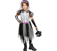 Funidelia | Skeleton Bride Costumes for girl Skeleton, Skull, Grim Reaper, Horror - Costume for kids accessory fancy dress & props for Halloween, carnival & parties - Size 10-12 years - Black
