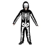 Funidelia Skeleton Costume for Boys, Includes Hooded Jumpsuit, Size 5-6 Years, Skull - Costume for Kids for Parties, Carnival and Halloween