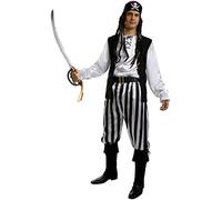 Funidelia | Striped Pirate Costume - Black and White Collection for man Corsair, Buccaneer - Costumes for adults, accessory fancy dress & props for Halloween, carnival & parties - Size S - White