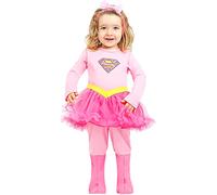 Funidelia | Supergirl Costume for Babies for baby Kara Zor-El, Superheroes, DC Comics - Costume for kids, accessory fancy dress & props for Halloween, carnival & parties - Size 12-24 months - Pink