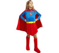 Funidelia | Supergirl Costumes for girl Kara Zor-El, Superheroes, DC Comics - Costume for kids, accessory fancy dress & props for Halloween, carnival & parties - Size 5-6 years - Red