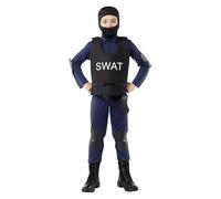 Funidelia SWAT Costume for Boys, Jumpsuit, Vest, Elbow Pads, Knee Pads, Balaclava and Belt with Holster, Guard, Agent - Outfit for Kids for Parties, Carnival and Halloween - Size 5-6 Years
