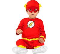 Funidelia | The Flash Costume for Babies OFFICIAL Superheroes, DC Comics, Justice League - Costumes for kids, accessory fancy dress & props for Halloween, carnival & parties - 6-12 months - Red