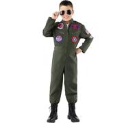 Funidelia Top Gun aviator costume for boy, Official License, Size 7-9 years Pilot, Aviator - Fancy dress for kids for parties, Carnival and Halloween