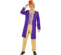 Funidelia | Willy Wonka Costume for man Oompa Loompa, Charlie and the Chocolate Factory - Costumes for adults, accessory fancy dress & props for Halloween, carnival & parties - Size XL - Purple