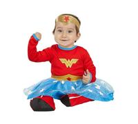 Funidelia | Wonder Woman Costume for Babies for baby Superheroes, Justice League - Costumes for kids, accessory fancy dress & props for Halloween, carnival & parties - Size 0-6 months - Red