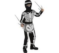 Funidelia | Zombie Ninja Skeleton Costume for boy Skull, Grim Reaper, Horror - Costume for kids accessory fancy dress & props for Halloween, carnival & parties - Size 7-9 years - Black