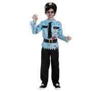 Funidelia Zombie Police Costume for Boys, Includes Pants, T-shirt, Belt, Tie and Cap, Size 7-9 Years, Undead - Costume for Kids for Parties, Carnival and Halloween