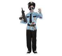 Funidelia Zombie Police Costume with Accessories for Boys, Includes Pants, T-Shirt, Belt, Tie, Cap and Submachine Gun, Guard - Outfit for Kids for Parties, Carnival and Halloween - Size 7-9 years