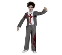 Funidelia Zombie Student Costume for Boys, Includes Pants, Jacket with fake shirt and tie, Living Dead - Outfit for Kids for Parties, Carnival and Halloween - Size 7-9 years