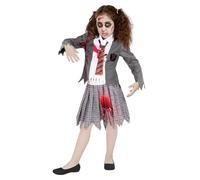 Funidelia Zombie Student Costume for Girls, Includes Skirt, Jacket with fake shirt and tie, Living Dead - Outfit for Kids for Parties, Carnival and Halloween - Size 5-6 years