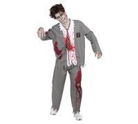 Funidelia Zombie Student Costume for Men, Includes trousers, jacket with fake shirt, tie, Living Dead - Costume for adults for parties, Carnival and Halloween - Size XXL