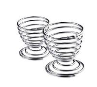 funie 2Pcs Metal Spiral Spring Wire Tray Egg Cup Storage Holder Stand Kitchen Tool - Silver