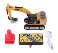 Funien 1/64 Remote Control Excavator, Realistic Movements, LED Lights and Sounds, 2.4GHz RC Vehicle, Rechargeable Battery, 15M Remote Range, Fun for Youth, Flexible Arm and Shov