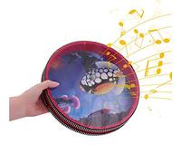 Funien 10-inch Solid Wooden Ocean Drum Sea Wave Drum Frame Drum Gentle Sea Wave Sound Musical Red